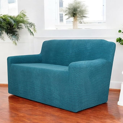 Universal Crocodile Texture Jacquard Fabric Sofa Cover (Teal)