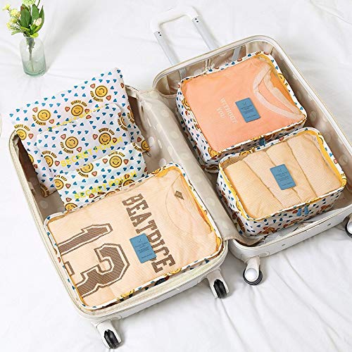 Travel Storage Printed Clothes Packing Cubes bags Set of 6 pcs