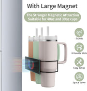 Magnetic 3-Cup Tumbler Holder Water Bottle Lid & Straw Organizer Rack(Black)