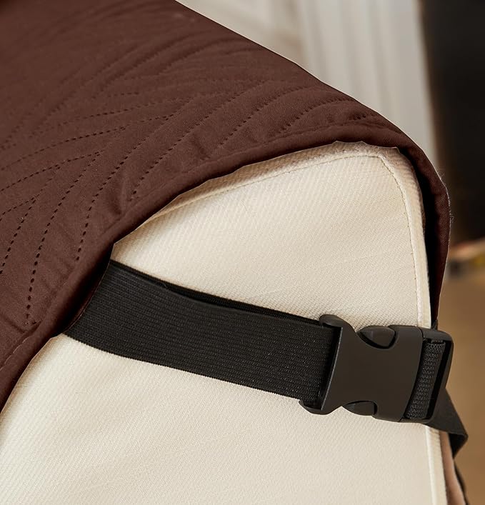 Quilted Polyester Sofa Cover Mat Furniture Protector (Brown)