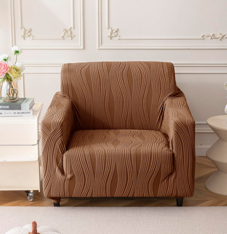 Universal Jacquard Crizzle Pattern Fabric Sofa Cover (Camel)