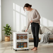 Foldable Storage Box ,Closet Organizers Plastic with doors and lids White 55 CM