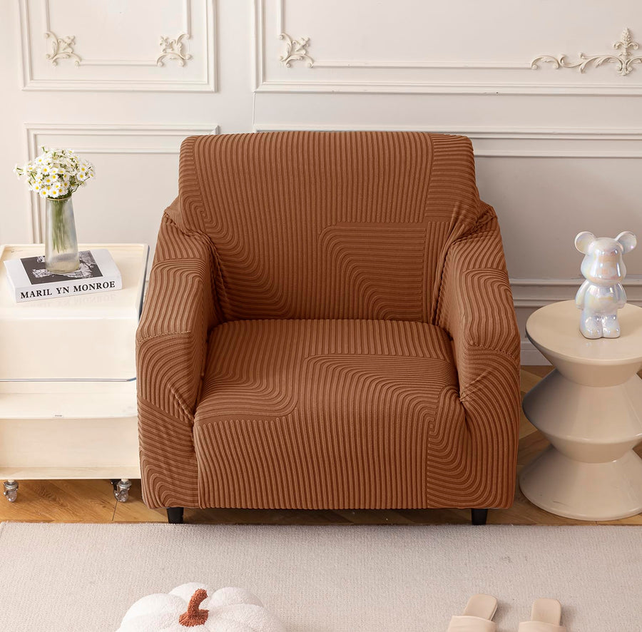 Universal Jacquard Thickened Fabric Sofa Cover (Camel)