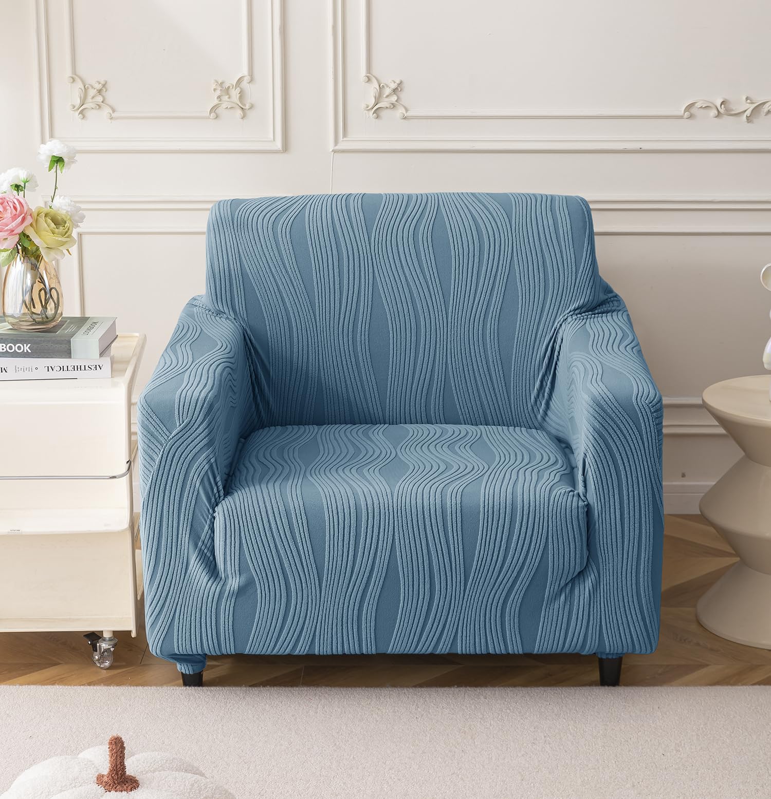 Universal Jacquard Crizzle Pattern Fabric Sofa Cover (Light Blue)