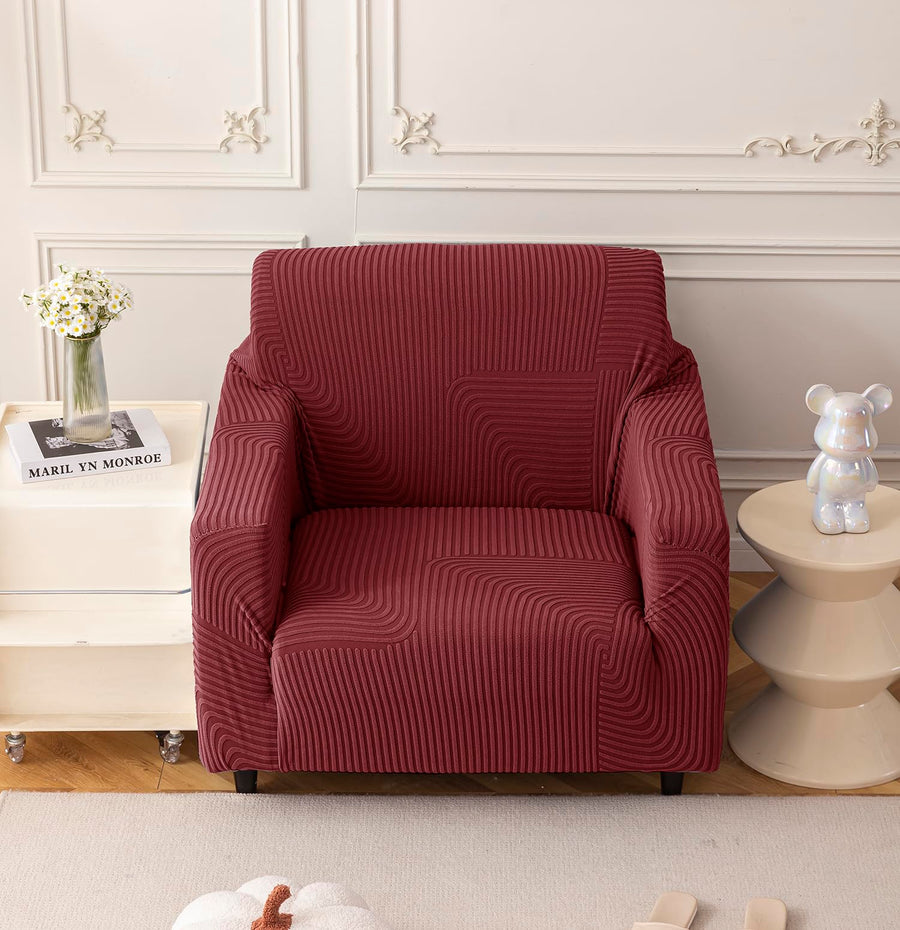 Universal Jacquard Thickened Fabric Sofa Cover (Maroon)