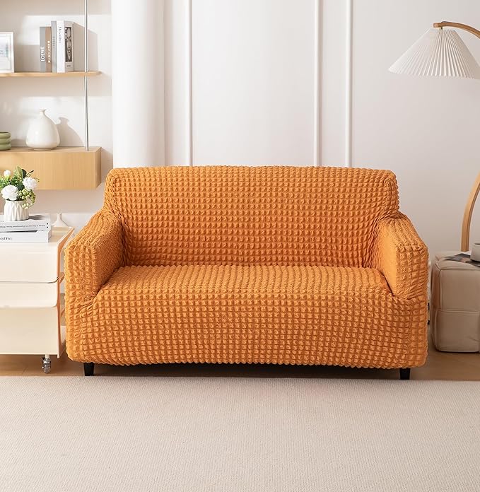 Stretch 280 GSM Turkish Bubble Sofa Slipcover (RUST)