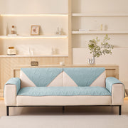 Sofa Covers Mat Cotton Quilted Fabric 1/2/3/4/5 Seater (Sky Blue)