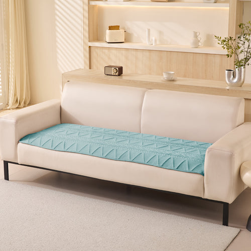 Sofa Covers Mat Cotton Quilted Fabric 1/2/3/4/5 Seater (Sky Blue)