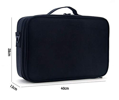 3 Layers Large Capacity Makeup Case with Adjustable Compartment (Black)