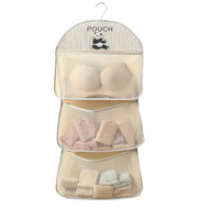 Closet Hanging Organizer with Mesh Large 3 Pockets & Rotating Metal Hanger(Beige)