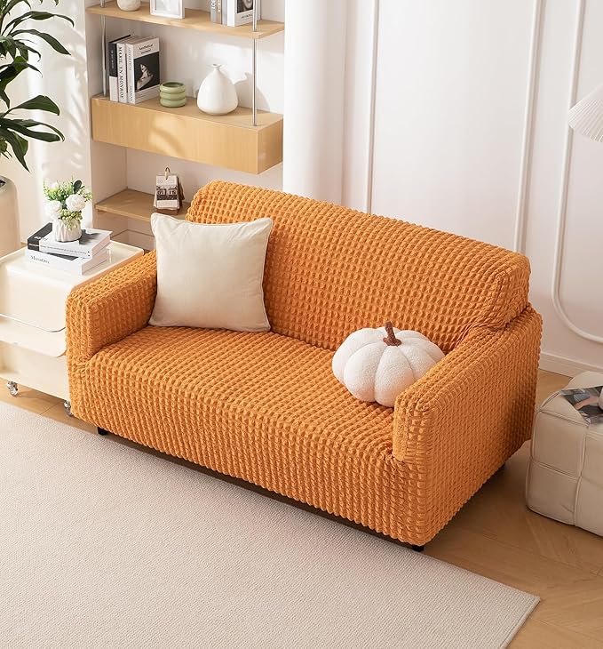 Stretch 280 GSM Turkish Bubble Sofa Slipcover (RUST)