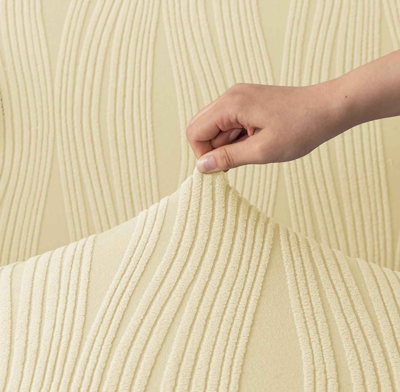 Universal Jacquard Crizzle Pattern Fabric Sofa Cover Soft Touching Cover (Beige)