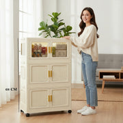 Foldable Storage Box Cabinet Wardrobe Organizer with Wheels