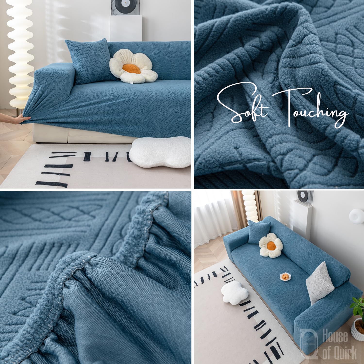 Universal Sofacover 220 GSM Jacquard Fabric Sofa Cover Slipcover (Blue)