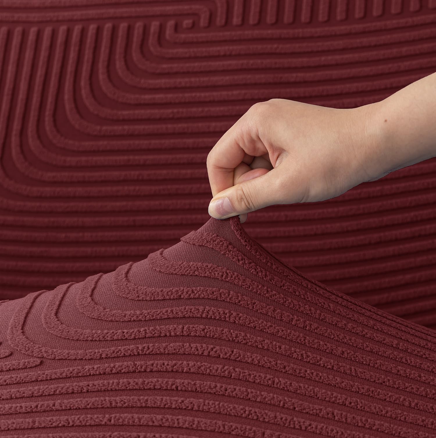 Universal Jacquard Thickened Fabric Sofa Cover (Maroon)