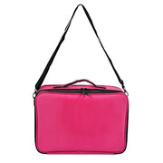 3 Layer Cosmetic Organizer Beauty Artist Storage Brush Box with Shoulder Strap - Pink