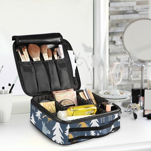Makeup Cosmetic Storage Case with Adjustable Compartment (Lama Midnight)