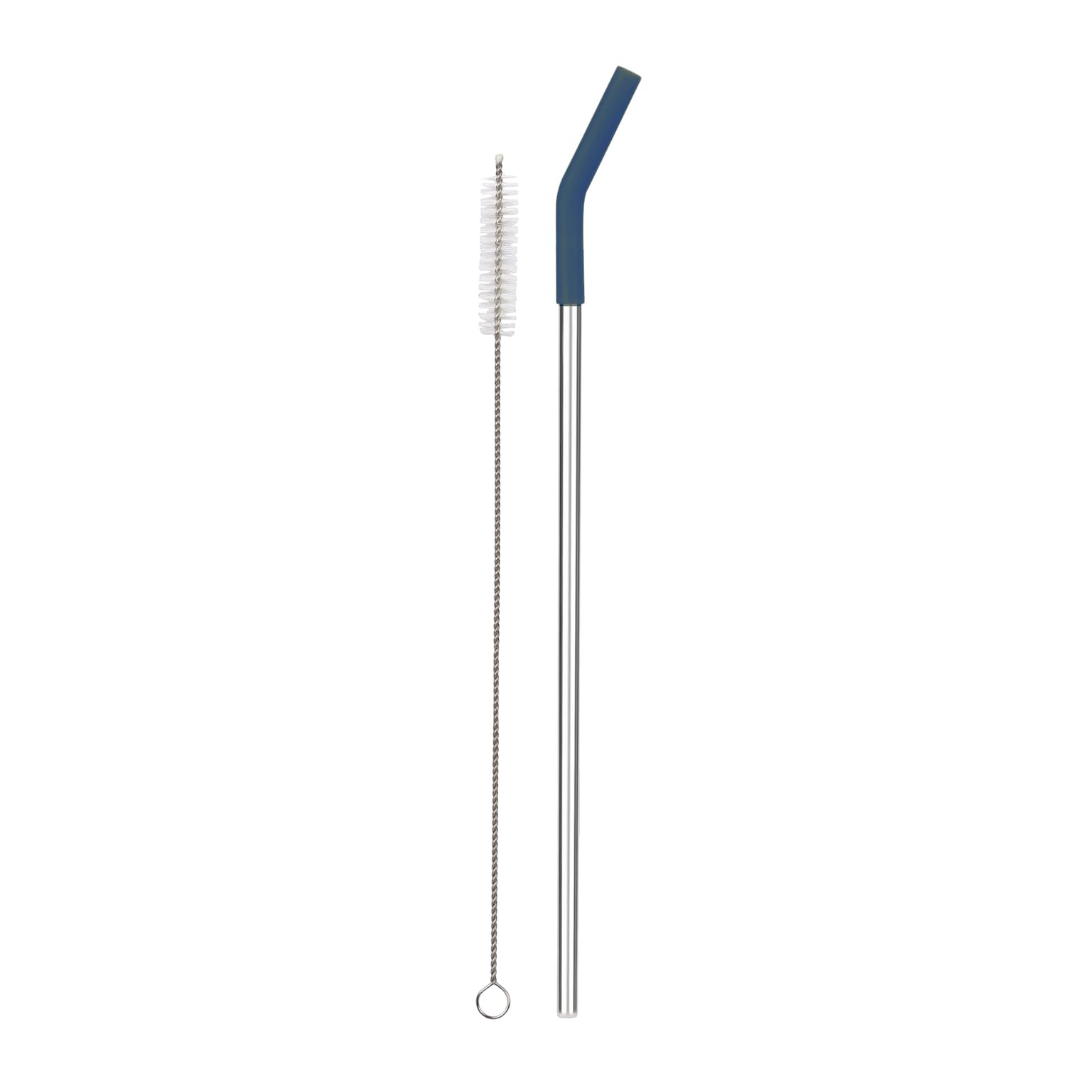 Reusable Straw Set Steel Straw, 1 Silicone Tip & 1 Cleaning Brush (3 Pcs)