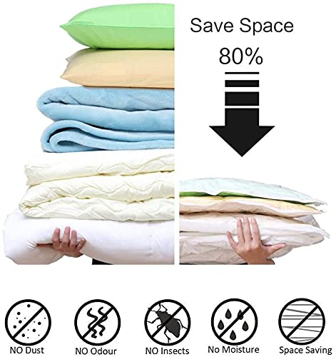 Vacuum Storage Reusable Ziplock Bags with Hand Pump for Travel (PACK OF 10)
