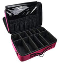 3 Layers Large Capacity Makeup Case with Adjustable Compartment (Dark Pink)