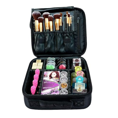 Makeup Cosmetic Storage Case with Adjustable Compartment (Lama Light Blue)