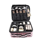 Makeup Cosmetic Storage Case with Adjustable Compartment (Pink ANCH)