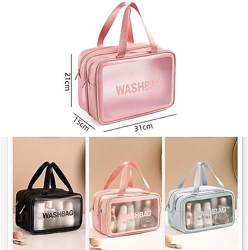 Cosmetics Bags, Translucent Waterproof and Draining Travel Accessories Bag (Pink)