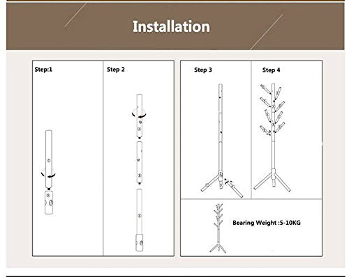 Bamboo Coat and Hat Rack 8 Hooks Coat Stand Clothes Rack