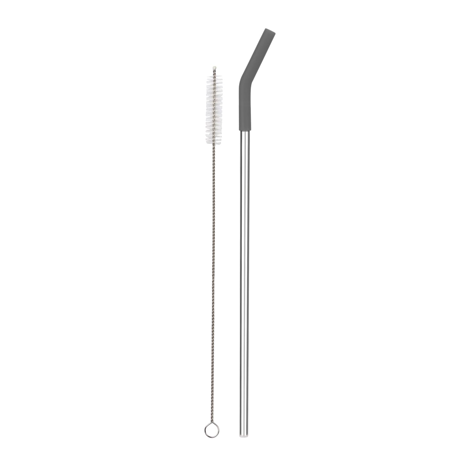Reusable Straw Set Steel Straw, 1 Silicone Tip & 1 Cleaning Brush (3 Pcs)