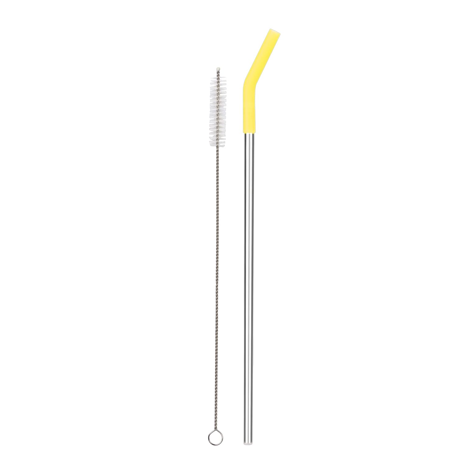 Reusable Straw Set Steel Straw, 1 Silicone Tip & 1 Cleaning Brush (3 Pcs)