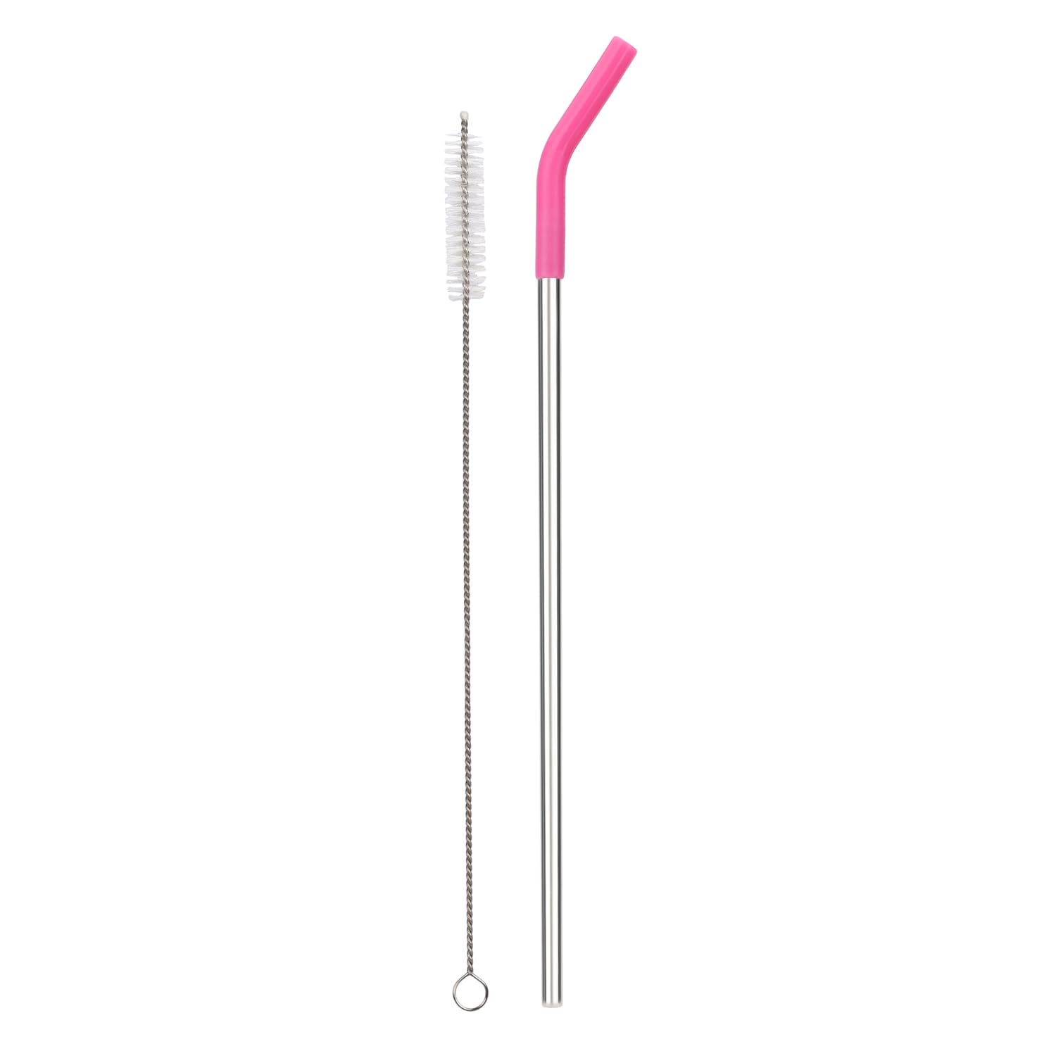 Reusable Straw Set Steel Straw, 1 Silicone Tip & 1 Cleaning Brush (3 Pcs)