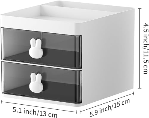 Small Desk Organizer With Drawer (Blue, ABS Plastic)