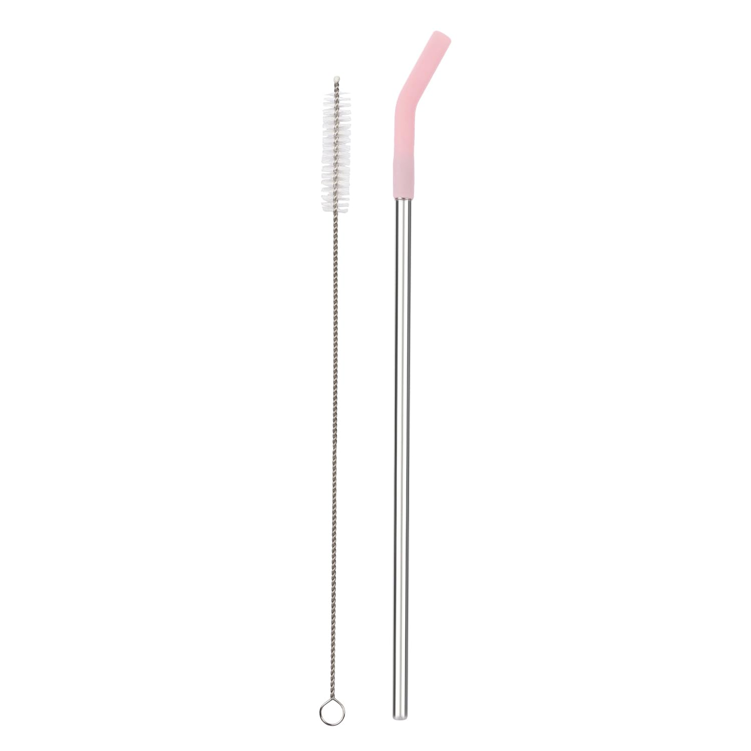 Reusable Straw Set Steel Straw, 1 Silicone Tip & 1 Cleaning Brush (3 Pcs)