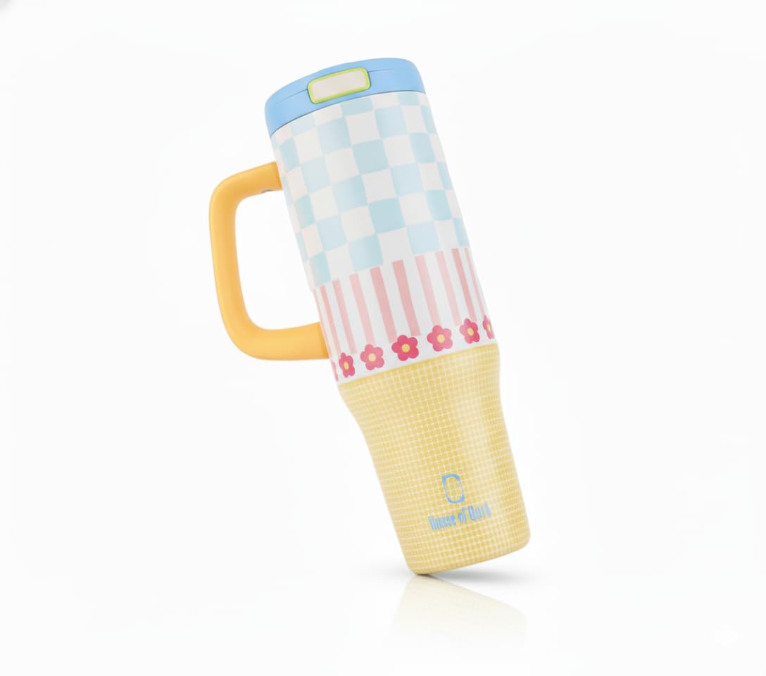 1200ML Stainless Steel Tumbler with Handle & Pop-Up Lid (Printed)