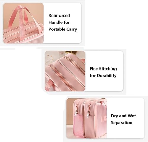 Cosmetics Bags, Translucent Waterproof and Draining Travel Accessories Bag (Pink)