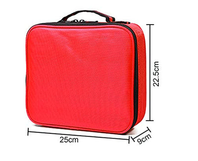 Makeup Cosmetic Storage Case with Adjustable Compartment - Red