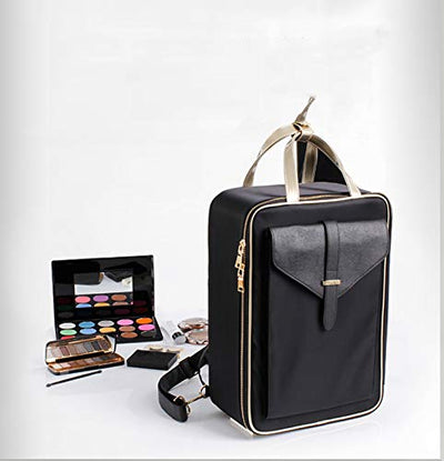 Cosmetic Organizer Beauty Artist Storage Brush Box with Shoulder Strap - Black