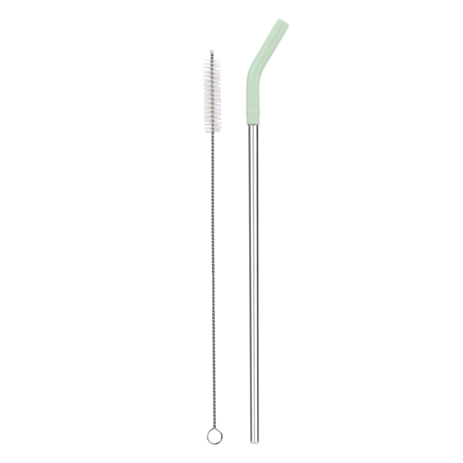 Reusable Straw Set Steel Straw, 1 Silicone Tip & 1 Cleaning Brush (3 Pcs)