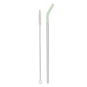 Reusable Straw Set Steel Straw, 1 Silicone Tip & 1 Cleaning Brush (3 Pcs)