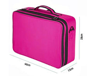 3 Layers Large Capacity Makeup Case with Adjustable Compartment (Dark Pink)
