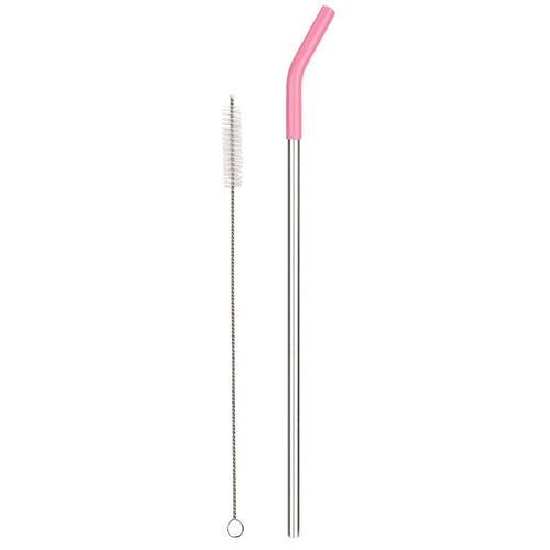 Reusable Straw Set Steel Straw, 1 Silicone Tip & 1 Cleaning Brush (3 Pcs)