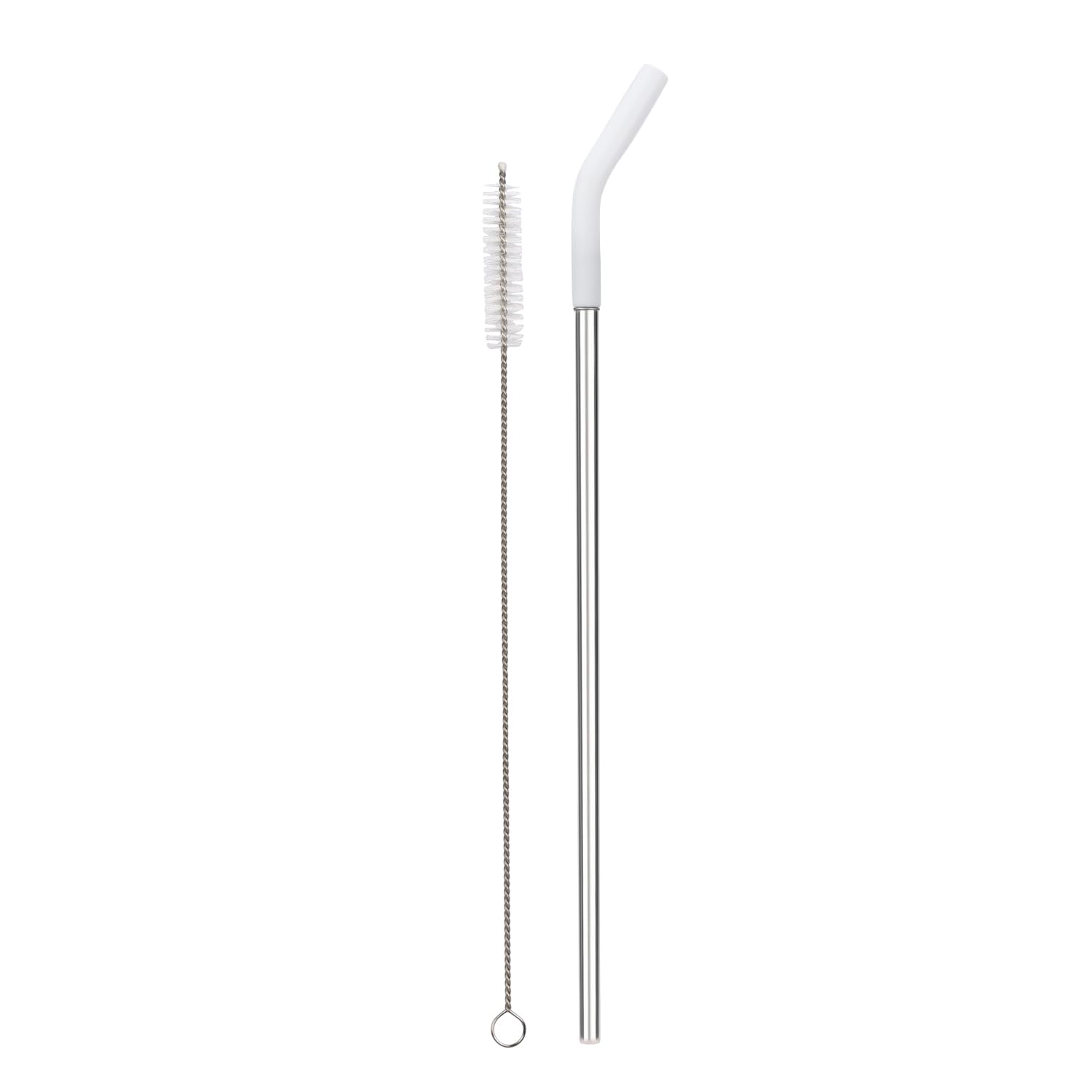 Reusable Straw Set Steel Straw, 1 Silicone Tip & 1 Cleaning Brush (3 Pcs)
