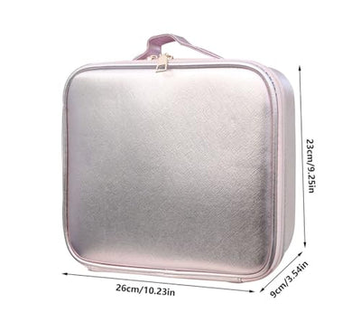 Makeup Cosmetic Storage Case with Adjustable Compartment (Shimmer Silver)