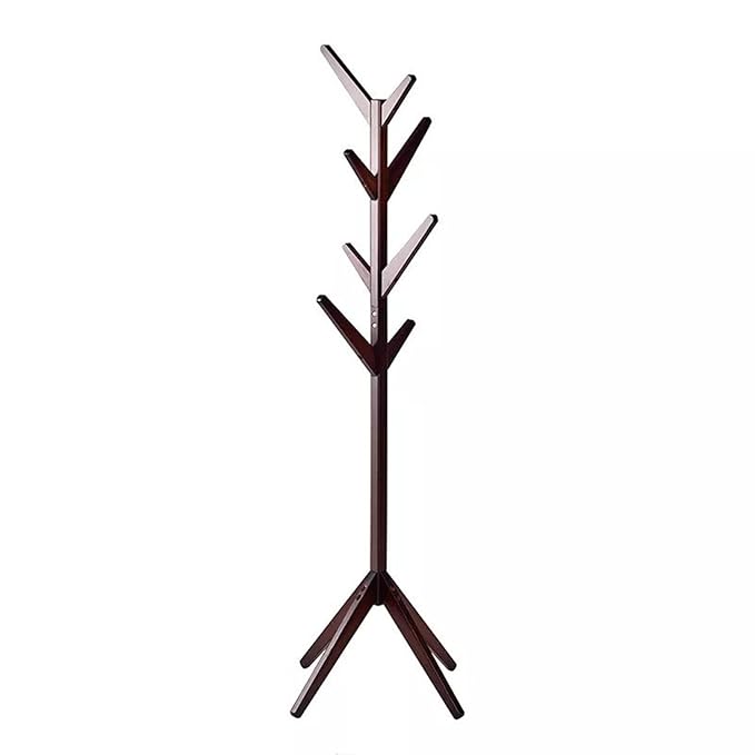 Free Standing Bamboo Coat Rack with 4 Tiers 8 Hooks Bamboo Dark Brown