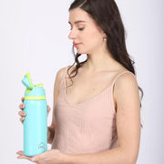 Sippease Insulated Stainless Steel Water Bottle with Straw (950 ML)