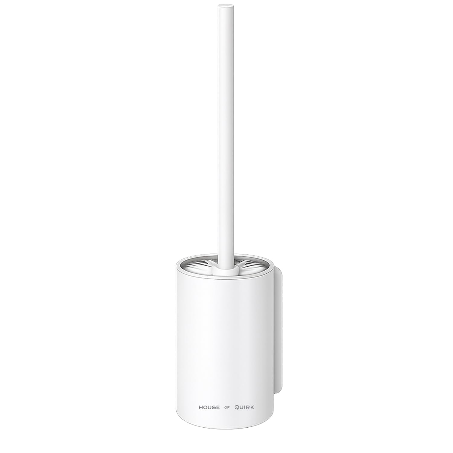 Toilet Brush with Aluminum Handle & Holder Plastic Bristles Wall Mounted