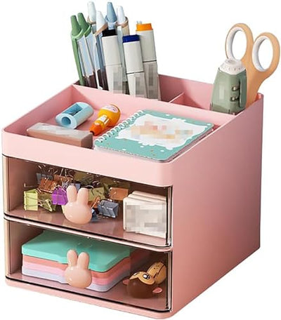 Small Desk Organizer with Drawer (Pink)
