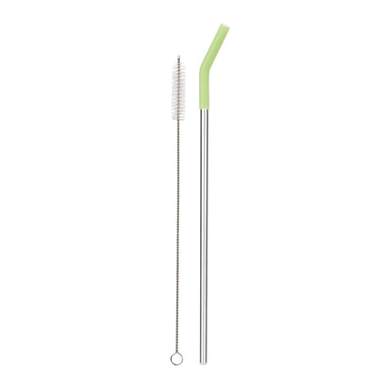 Reusable Straw Set Steel Straw, 1 Silicone Tip & 1 Cleaning Brush (3 Pcs)