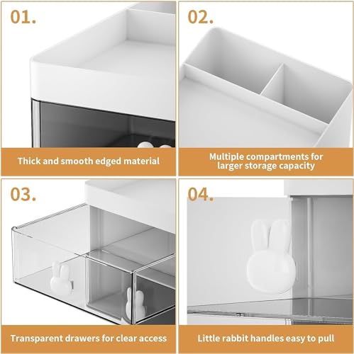 Small Desk Organizer With Drawer (Blue, ABS Plastic)