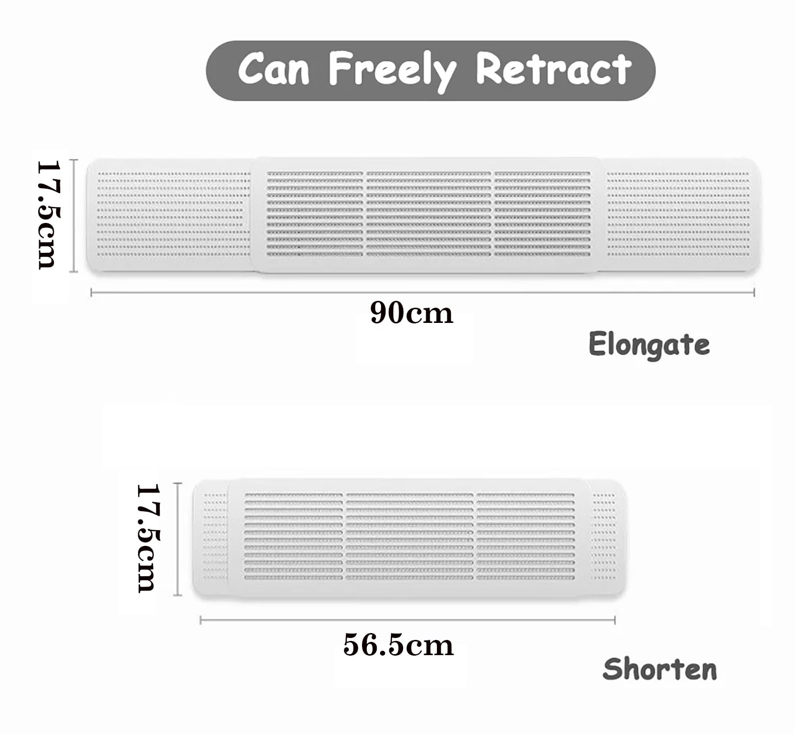 Adjustable AC Air Deflector, Air-Conditioning Windshield, 56.5-90cm (WHITE)